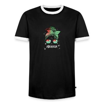 Abkhazie - T-shirt contrasté Homme - noir/blanc - Devant - AI Model Female 172 light (172cm) & AI Model Male 178 light (178cm)