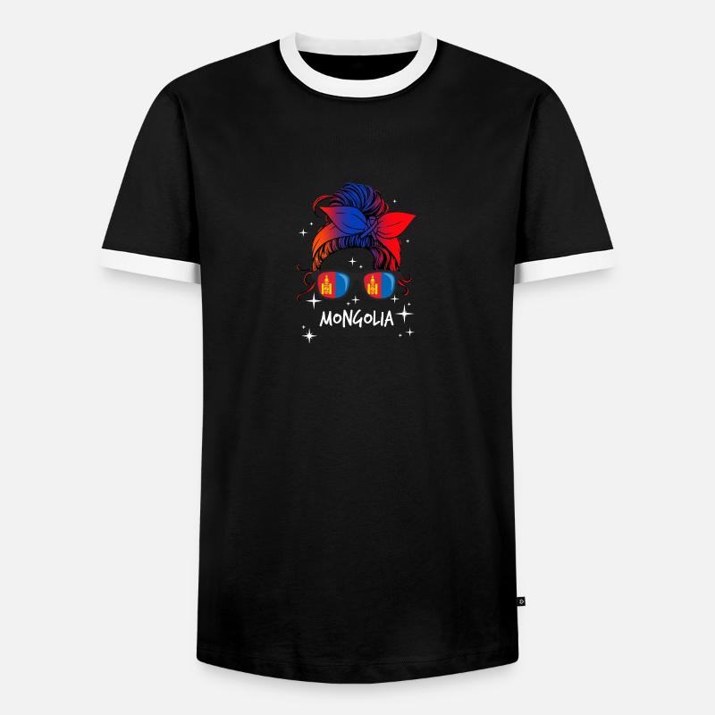 Mongolei - Männer Kontrast-T-Shirt - Schwarz/Weiß