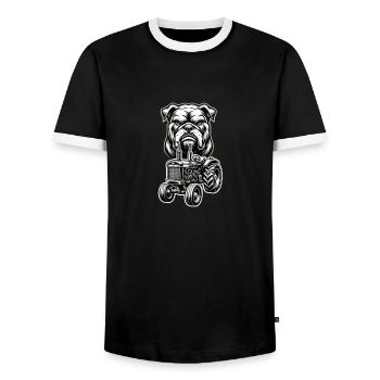 Tractor with Bulldog – Strong design for real fans - Men's Ringer Shirt - black/white - Front - AI Model Female 172 light (172cm) & AI Model Male 178 light (178cm)