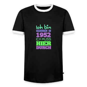 1952 - T-shirt contrasté Homme - noir/blanc - Devant - AI Model Female 172 light (172cm) & AI Model Male 178 light (178cm)