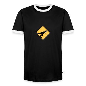 schild gefahr warnung danger achtung vorsicht t-re - Männer Kontrast-T-Shirt - Schwarz/Weiß - Vorne - AI Model Female 172 light (172cm) & AI Model Male 178 light (178cm)