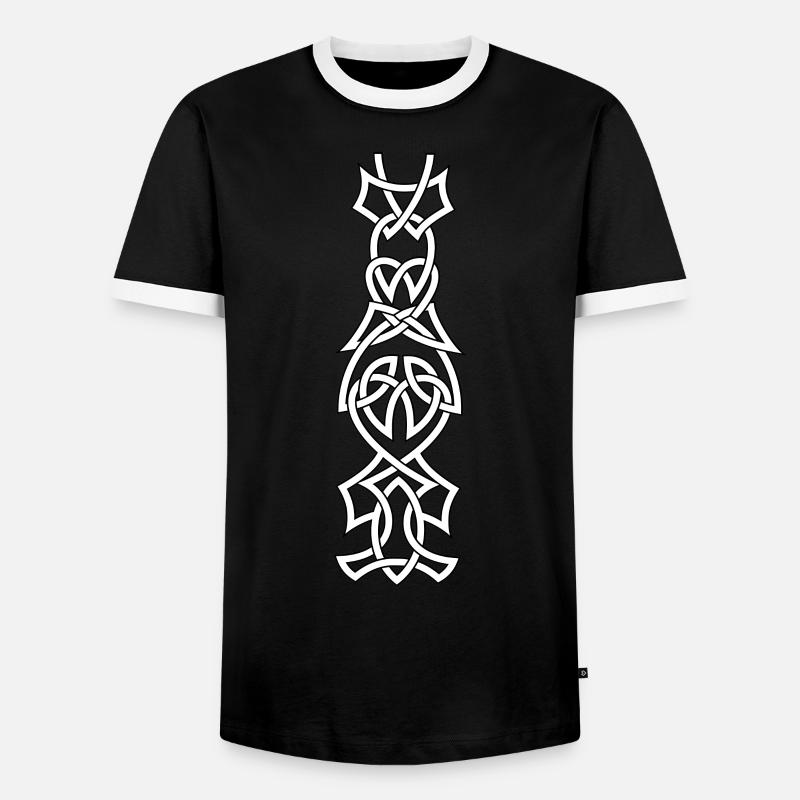 Celtic knot border - Men's Ringer Shirt - black/white
