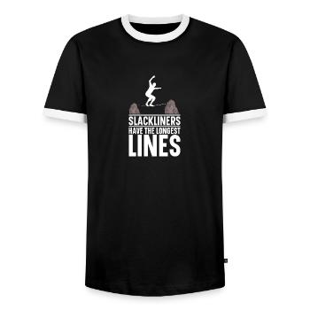 Slackliner Board Gear Slackline Swing Set - T-shirt contrasté Homme - noir/blanc - Devant - AI Model Female 172 light (172cm) & AI Model Male 178 light (178cm)