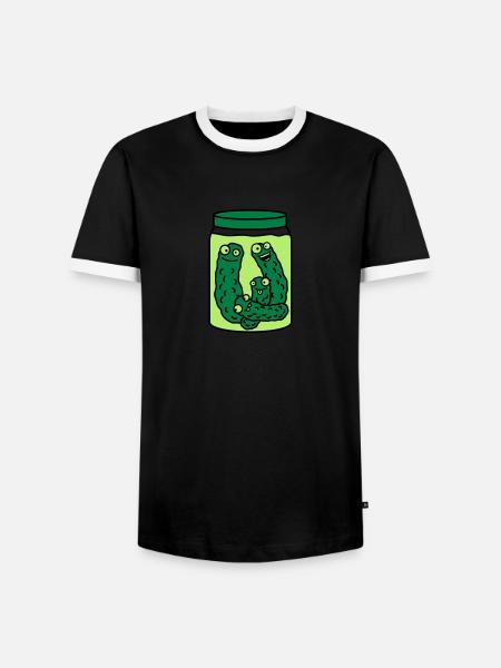Funny Cucumber Preserving Jar - Men's Ringer Shirt - black/white