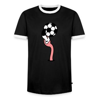 loch boden fussball verein spielen ball kicker lac - Männer Kontrast-T-Shirt - Schwarz/Weiß - Vorne - AI Model Female 172 light (172cm) & AI Model Male 178 light (178cm)