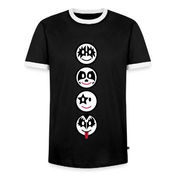 Smiley Kiss Icons (vertikal) 3c - Men's Ringer Shirt - black/white - Front - AI Model Female 172 light (172cm) & AI Model Male 178 light (178cm)
