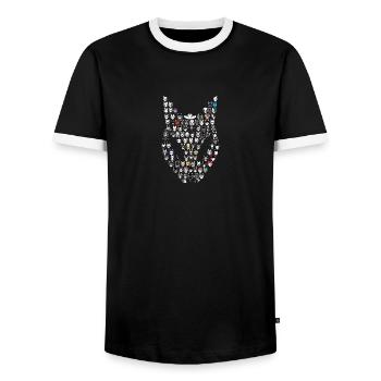 100 Ekuroeils - Men's Ringer Shirt - black/white - Front - AI Model Female 172 light (172cm) & AI Model Male 178 light (178cm)