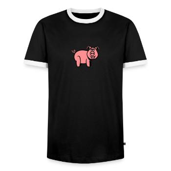 Schwein doof witzig - Männer Kontrast-T-Shirt - Schwarz/Weiß - Vorne - AI Model Female 172 light (172cm) & AI Model Male 178 light (178cm)