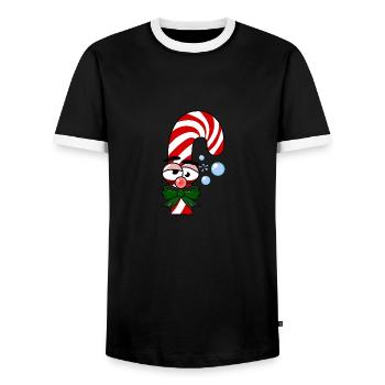 Drunken candy cane - Men's Ringer Shirt - black/white - Front - AI Model Female 172 light (172cm) & AI Model Male 178 light (178cm)