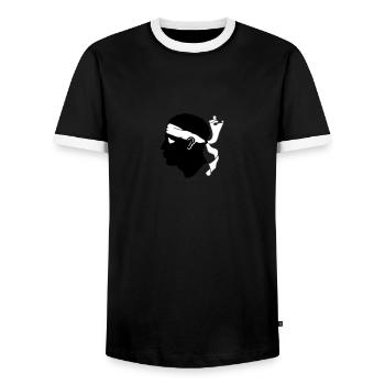 Korsika - Männer Kontrast-T-Shirt - Schwarz/Weiß - Vorne - AI Model Female 172 light (172cm) & AI Model Male 178 light (178cm)