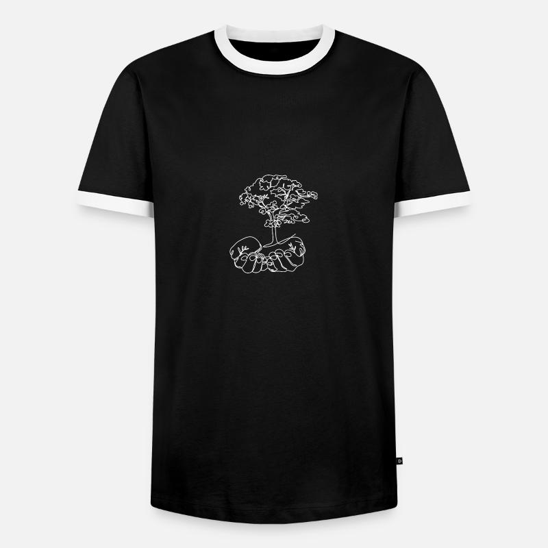 Hands Climate Protection Tree - Men's Ringer Shirt - black/white