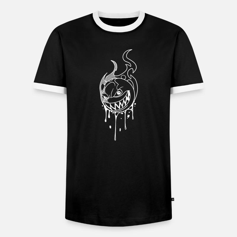Flammendes Dämonenlächeln - Männer Kontrast-T-Shirt - Schwarz/Weiß