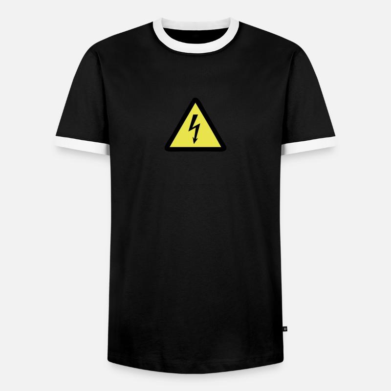Blitz Warnschild - Männer Kontrast-T-Shirt - Schwarz/Weiß