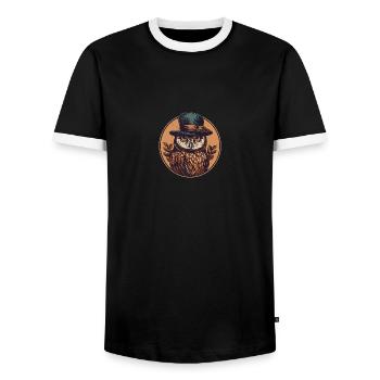 Monsieur Hibou - T-shirt contrasté Homme - noir/blanc - Devant - AI Model Female 172 light (172cm) & AI Model Male 178 light (178cm)