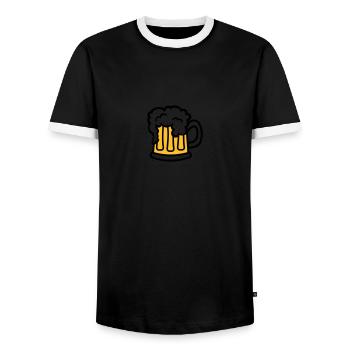Bière - T-shirt contrasté Homme - noir/blanc - Devant - AI Model Female 172 light (172cm) & AI Model Male 178 light (178cm)