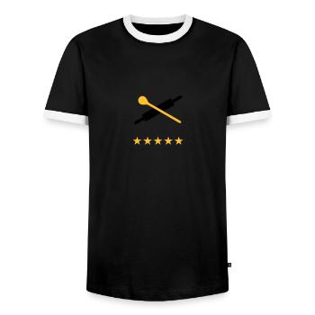 Nudelholz mit Kochlöffel, 5 Sterne - Männer Kontrast-T-Shirt - Schwarz/Weiß - Vorne - AI Model Female 172 light (172cm) & AI Model Male 178 light (178cm)