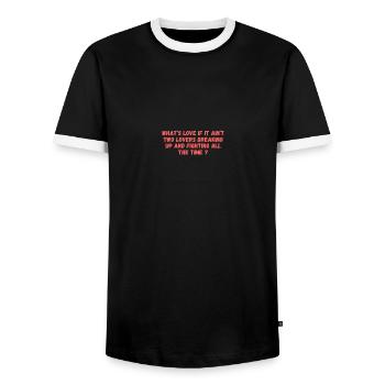 What's love ? - T-shirt contrasté Homme - noir/blanc - Devant - AI Model Female 172 light (172cm) & AI Model Male 178 light (178cm)