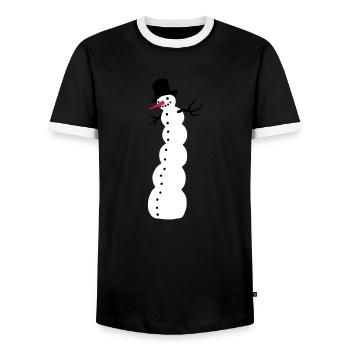 Schneemann - Männer Kontrast-T-Shirt - Schwarz/Weiß - Vorne - AI Model Female 172 light (172cm) & AI Model Male 178 light (178cm)