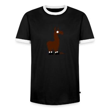 Lama (3c) - T-shirt contrasté Homme - noir/blanc - Devant - AI Model Female 172 light (172cm) & AI Model Male 178 light (178cm)