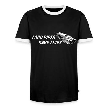 loud pipes save lives auto tuner tuning - Men's Ringer Shirt - black/white - Front - AI Model Female 172 light (172cm) & AI Model Male 178 light (178cm)