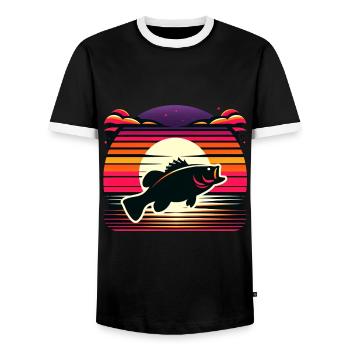 Bass Fish - Men's Ringer Shirt - black/white - Front - AI Model Female 172 light (172cm) & AI Model Male 178 light (178cm)
