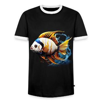 Angelfish - Men's Ringer Shirt - black/white - Front - AI Model Female 172 light (172cm) & AI Model Male 178 light (178cm)