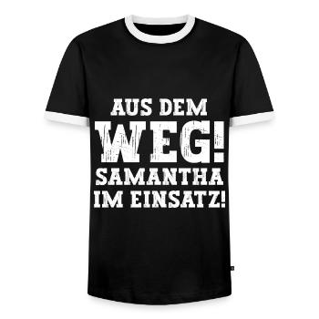 Samantha Lustiger Spruch Vorname Name Samantha - Männer Kontrast-T-Shirt - Schwarz/Weiß - Vorne - AI Model Female 172 light (172cm) & AI Model Male 178 light (178cm)