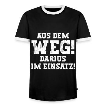 Darius Lustiger Spruch Vorname Name Darius - Männer Kontrast-T-Shirt - Schwarz/Weiß - Vorne - AI Model Female 172 light (172cm) & AI Model Male 178 light (178cm)