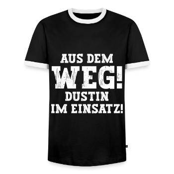 Dustin Lustiger Spruch Vorname Name Dustin - Männer Kontrast-T-Shirt - Schwarz/Weiß - Vorne - AI Model Female 172 light (172cm) & AI Model Male 178 light (178cm)