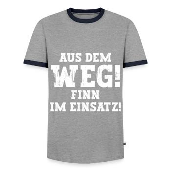 Finn Lustiger Spruch Vorname Name Finn - Männer Kontrast-T-Shirt - Grau/Navy  - Vorne - AI Model Female 172 light (172cm) & AI Model Male 178 light (178cm)