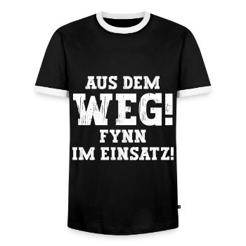 Fynn Lustiger Spruch Vorname Name Fynn - Männer Kontrast-T-Shirt - Schwarz/Weiß - Vorne - AI Model Female 172 light (172cm) & AI Model Male 178 light (178cm)
