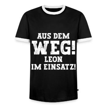 Leon Lustiger Spruch Vorname Name Leon - Männer Kontrast-T-Shirt - Schwarz/Weiß - Vorne - AI Model Female 172 light (172cm) & AI Model Male 178 light (178cm)