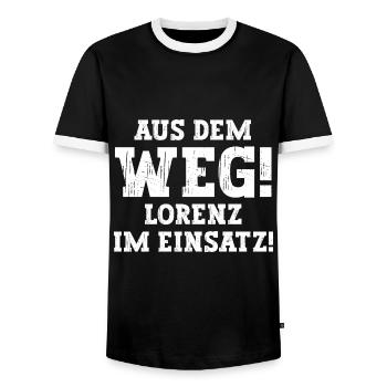 Lorenz Lustiger Spruch Vorname Name Lorenz - Männer Kontrast-T-Shirt - Schwarz/Weiß - Vorne - AI Model Female 172 light (172cm) & AI Model Male 178 light (178cm)