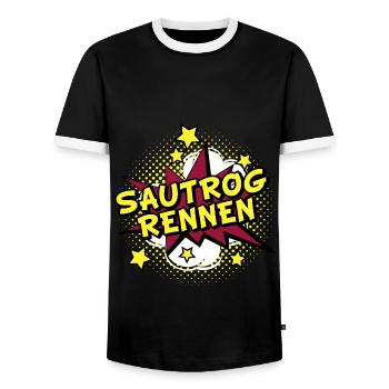 Sautrogrennen Comic Sterne pow shirt boom - Männer Kontrast-T-Shirt - Schwarz/Weiß - Vorne - AI Model Female 172 light (172cm) & AI Model Male 178 light (178cm)