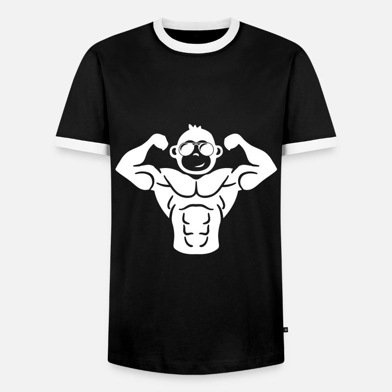 monkey muscles - Men's Ringer Shirt - black/white