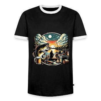 Barsch-Fisch - Männer Kontrast-T-Shirt - Schwarz/Weiß - Vorne - AI Model Female 172 light (172cm) & AI Model Male 178 light (178cm)