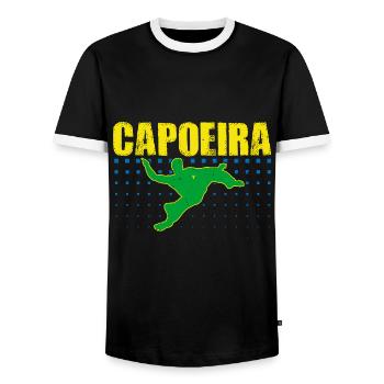 Capoeira - Men's Ringer Shirt - black/white - Front - AI Model Female 172 light (172cm) & AI Model Male 178 light (178cm)