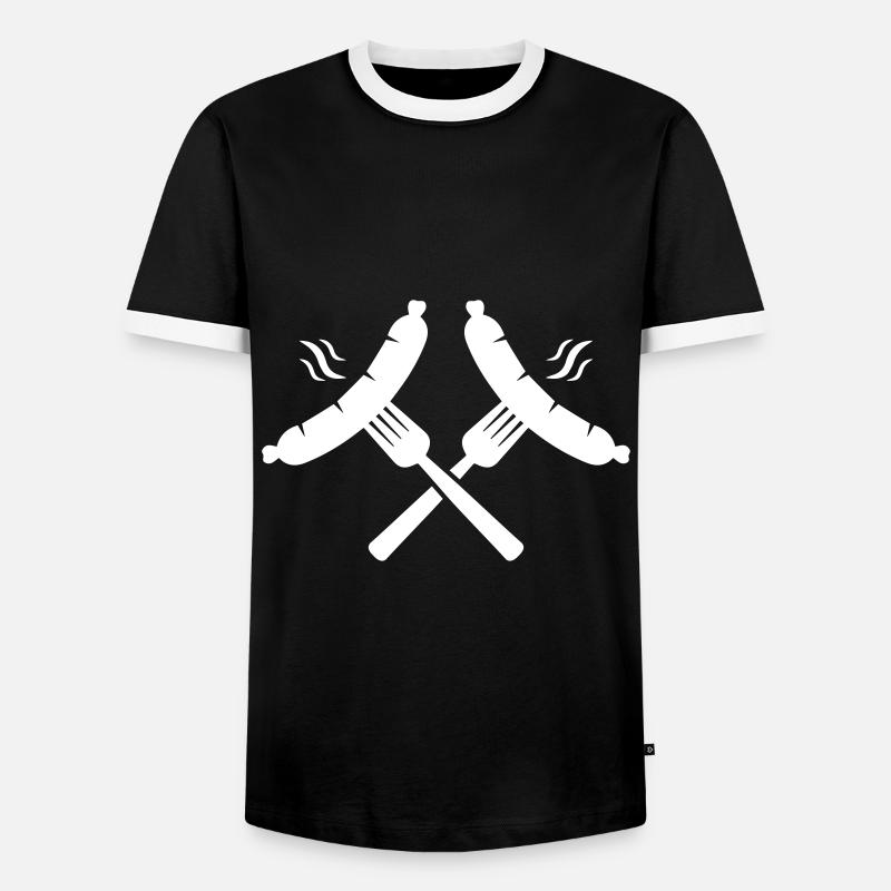 bratwurst symbol wurst - Männer Kontrast-T-Shirt - Schwarz/Weiß