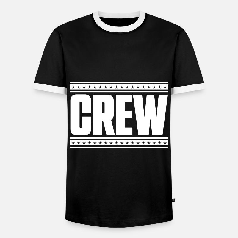 crew dashed star line - Men's Ringer Shirt - black/white