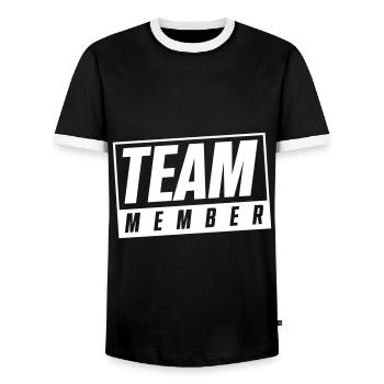 timbre de membre de l'équipe - T-shirt contrasté Homme - noir/blanc - Devant - AI Model Female 172 light (172cm) & AI Model Male 178 light (178cm)