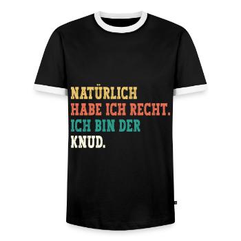 Knud Lustiger Spruch Vorname Name Knud - Männer Kontrast-T-Shirt - Schwarz/Weiß - Vorne - AI Model Female 172 light (172cm) & AI Model Male 178 light (178cm)