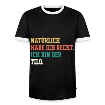 Tilo Lustiger Spruch Vorname Name Tilo - Männer Kontrast-T-Shirt - Schwarz/Weiß - Vorne - AI Model Female 172 light (172cm) & AI Model Male 178 light (178cm)