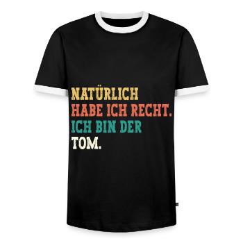 Tom Lustiger Spruch Vorname Name Tom - Männer Kontrast-T-Shirt - Schwarz/Weiß - Vorne - AI Model Female 172 light (172cm) & AI Model Male 178 light (178cm)