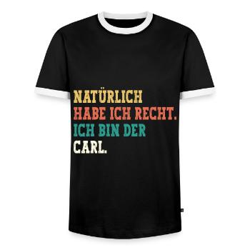 Carl Lustiger Spruch Vorname Name Carl - Männer Kontrast-T-Shirt - Schwarz/Weiß - Vorne - AI Model Female 172 light (172cm) & AI Model Male 178 light (178cm)