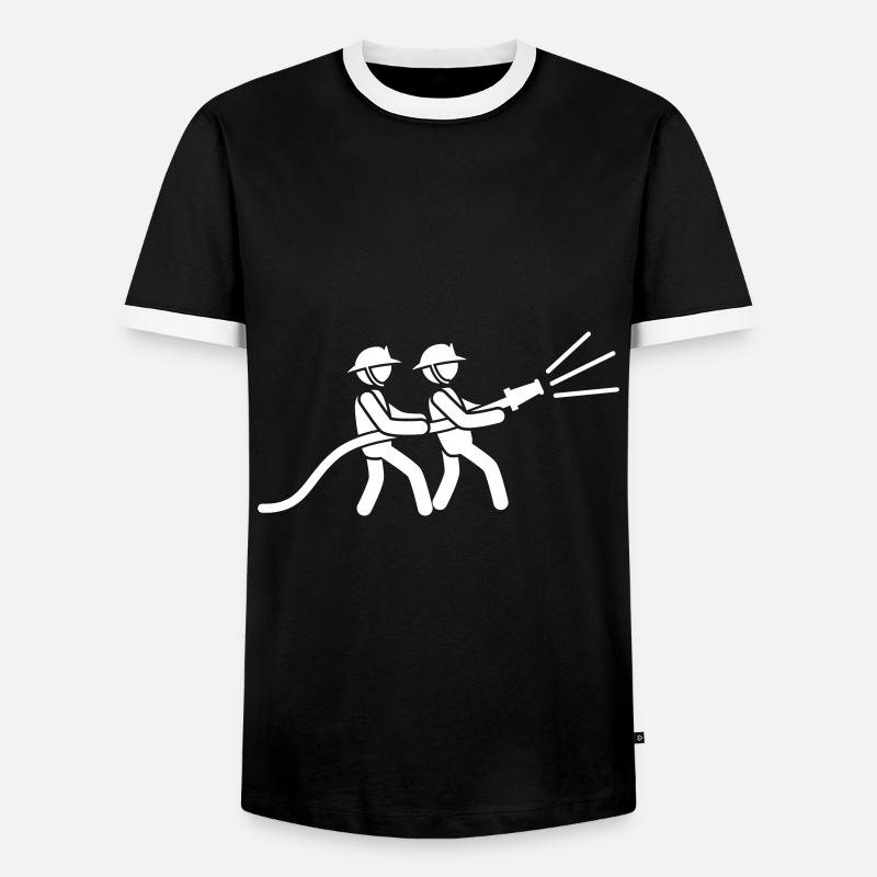firefighter firefighter icon team - Men's Ringer Shirt - black/white
