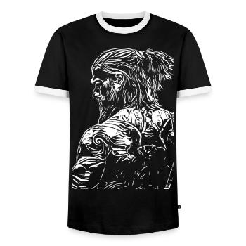 Vikings Nordiques Rune Vikings Walhalla Vikings - T-shirt contrasté Homme - noir/blanc - Devant - AI Model Female 172 light (172cm) & AI Model Male 178 light (178cm)
