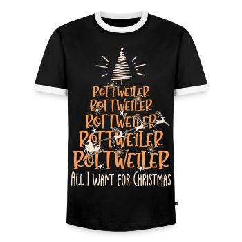 Rottweiler Hund Weihnachten Hunderasse - Männer Kontrast-T-Shirt - Schwarz/Weiß - Vorne - AI Model Female 172 light (172cm) & AI Model Male 178 light (178cm)