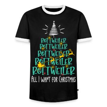 Rottweiler Hund Weihnachten Hunderasse - Männer Kontrast-T-Shirt - Schwarz/Weiß - Vorne - AI Model Female 172 light (172cm) & AI Model Male 178 light (178cm)