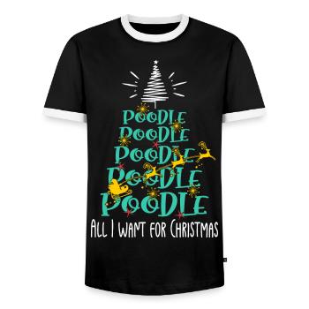 Pudel Hund Weihnachten Hunderasse - Männer Kontrast-T-Shirt - Schwarz/Weiß - Vorne - AI Model Female 172 light (172cm) & AI Model Male 178 light (178cm)