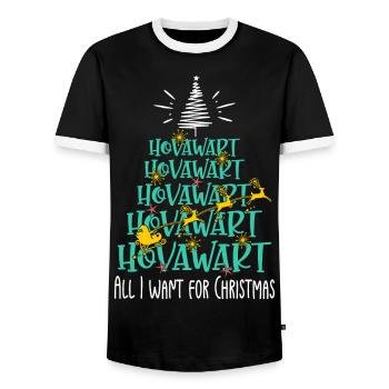 Hovawart Hund Weihnachten Hunderasse - Männer Kontrast-T-Shirt - Schwarz/Weiß - Vorne - AI Model Female 172 light (172cm) & AI Model Male 178 light (178cm)